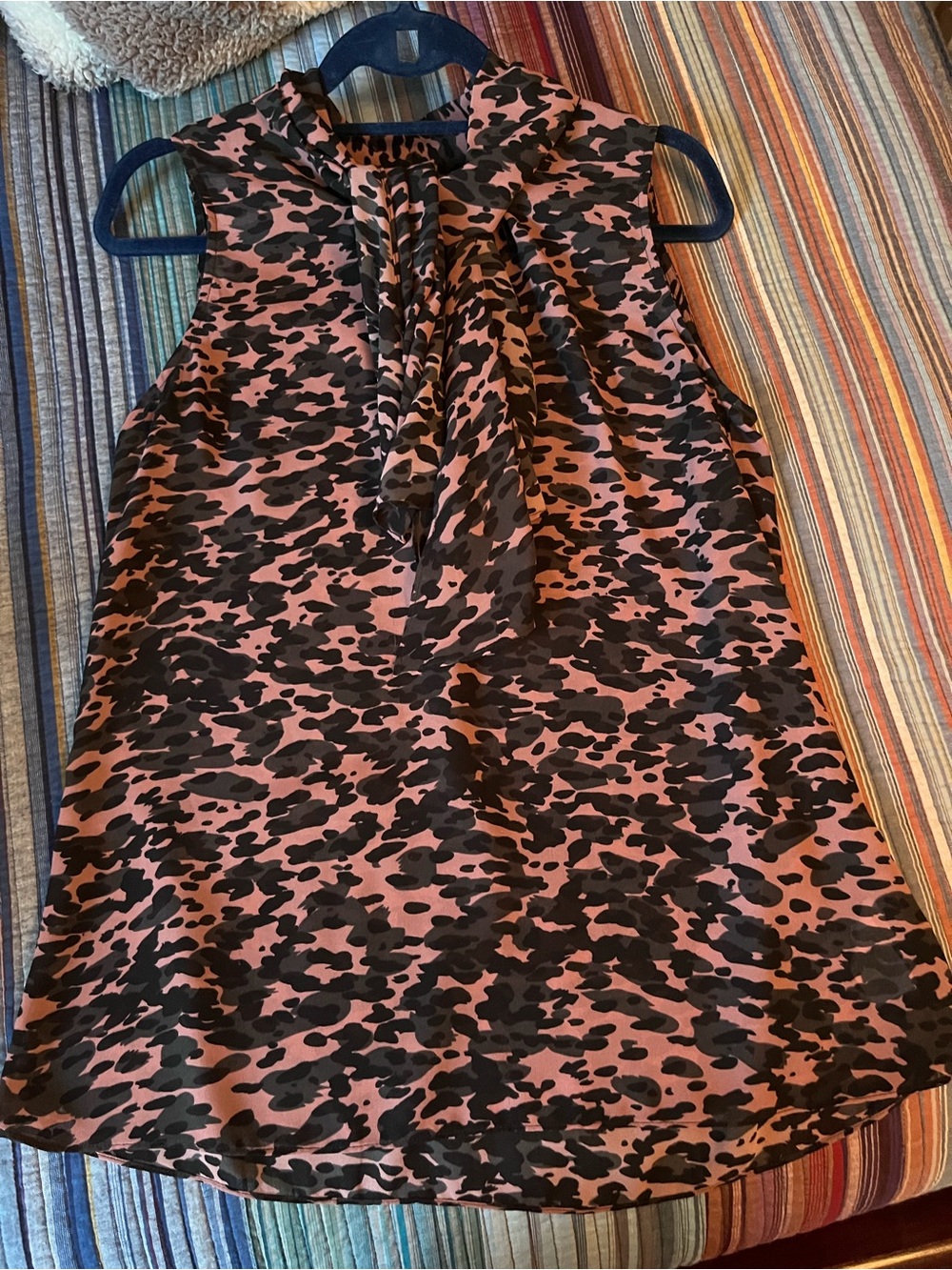 CAbi Pink and Black Leopard Print Blouse